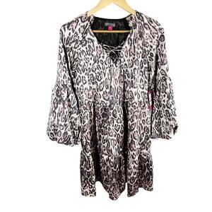 Vince Camuto Classic Escape Animal Print Short Mini Dress Casual Dusty Blush XS